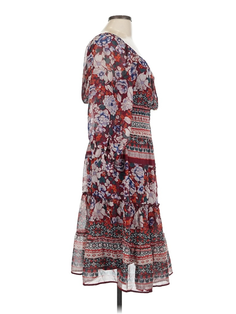 NWT Figueroa &Flower Large Burgandy floral Midi Dress - Picture 3 of 16